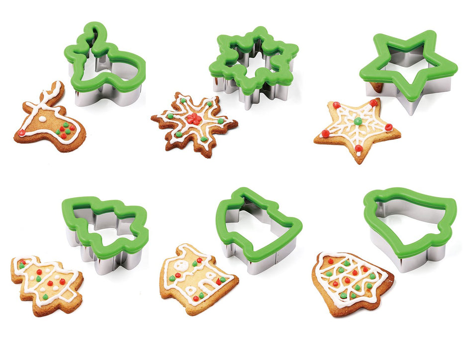 JOYIN 13 Pcs Stainless Steel Christmas Cookie Cutters with Comfort Grip 3.5í plus a Rolling Pin for Large Holiday Cookies