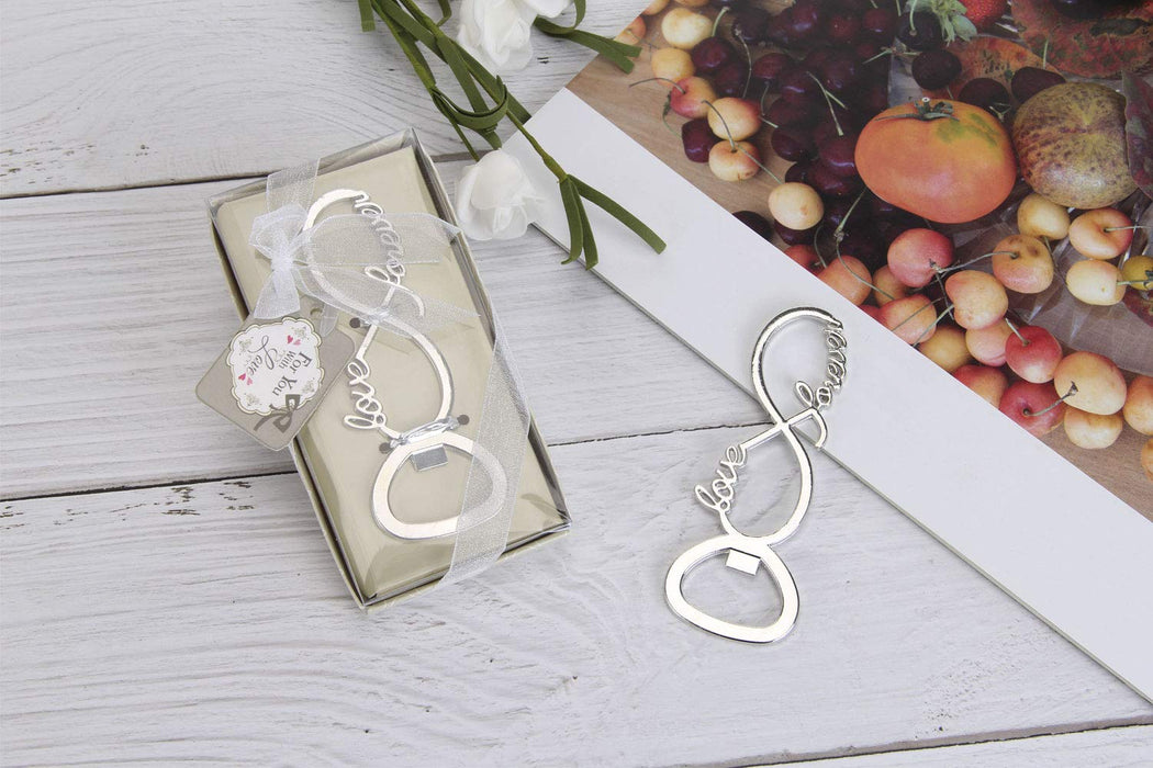 30 pcs Silver Tone Bottle Openers Wedding Favors Decorations,  Box, Bow Knot Love Shaped, Party Supplies