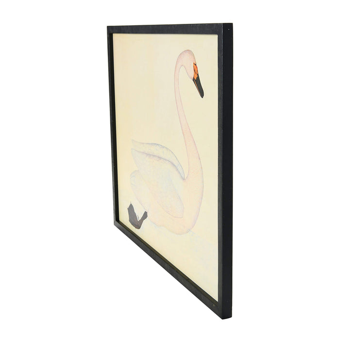 Creative CoOp Wood & MDF Framed Vintage Reproduction Swan Image, White Wall Dcor