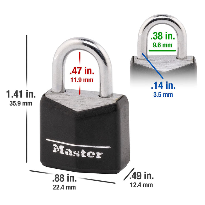 Master Lock 121T Padlock, Covered Aluminum Lock, 3/4 in. W, Black, 1-P —  CHIMIYA