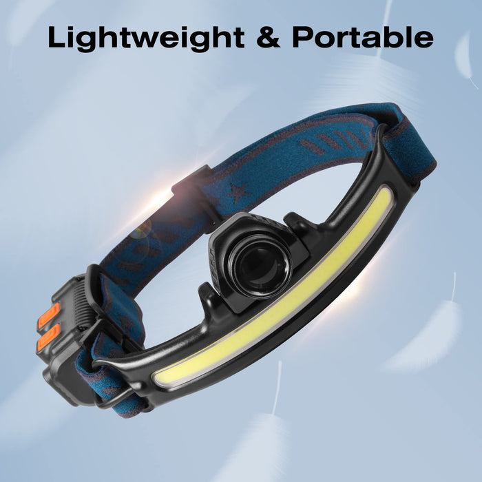 Headlamp,BASIKER Rechargeable LED Headlamp,Hard Hat Headlight with Motion Sensor and Light Modes,Waterproof Headlamp for Repair with 90° Adjustment - 3