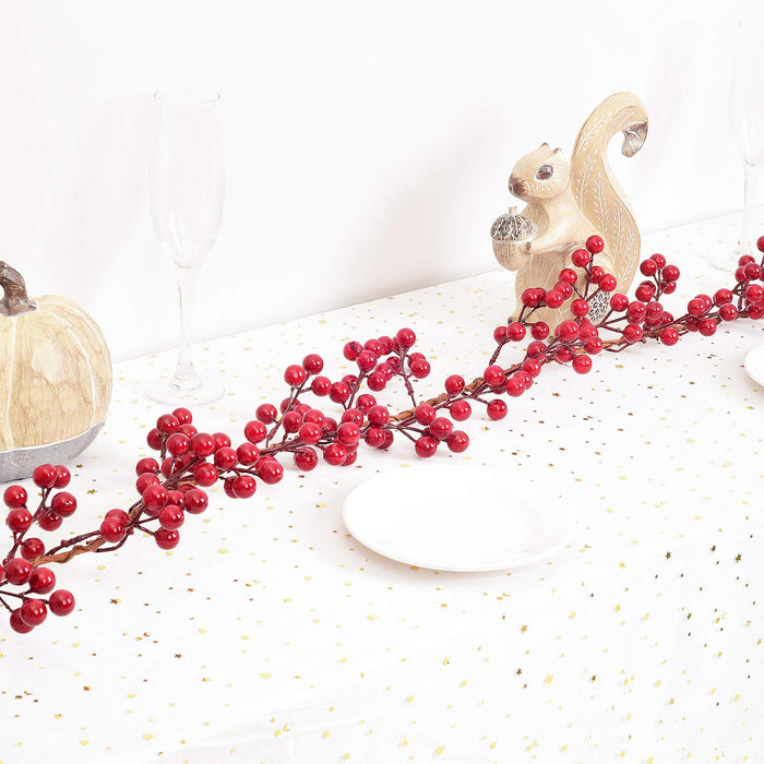 Artiflr 6FT Red Berry Garland, Flexible Artificial Red and