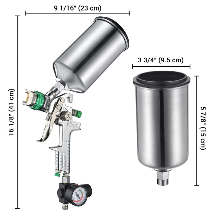 Yescom HVLP Gravity Feed Spray Gun with 1.4/1.7/2.5mm Nozzles Auto Paint Car Primer Basecoat Clearcoat 1000cc Aluminum Cup