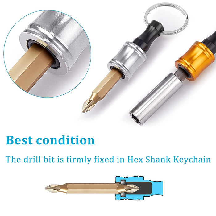 1/4 Inch Hex Shank Keychain, Extension Bar Screwdriver Bits, Holder Socket Adapter Drill Bit, Fast Change Bit Holder for Electric Screwdrivers and Drill Bits (Assorted Colors,10 Pieces)