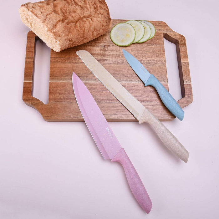 CHUYIREN Knife Set, Colorful Kitchen Knife Set 7 PCS, High Carbon Stainless  Steel Cute Knife Set with Non-Stick Coating and Cutting Board for Cooking