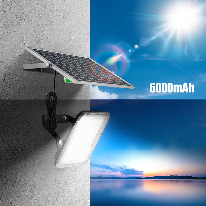 KCD 3000LM 72LED Solar Flood Light Outdoor with Remote Control 30W Auto Dusk to Dawn Light with 6000mAh Battery IP65 Waterproof Solar Powered Security Flood Light for Wall,Porch,Yard, Shed Barn