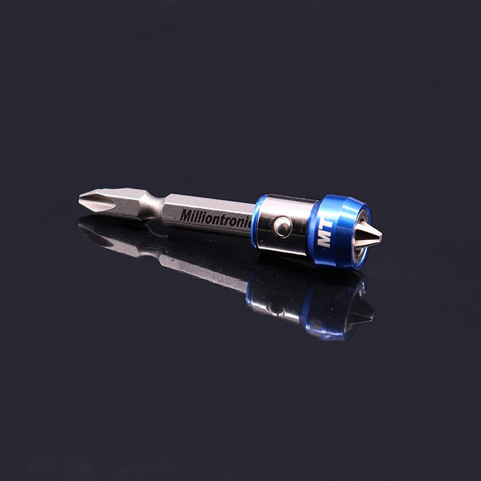 1 Magnetic Screw lock Sleeve and Double Head Phillips PH2 Screwdriver Bit. Accepts All 1/4" Screwdriver & Impact Bits. Precision CNC Machined S2 Steel & Aluminum. Strong Neodymium Magnet Rings