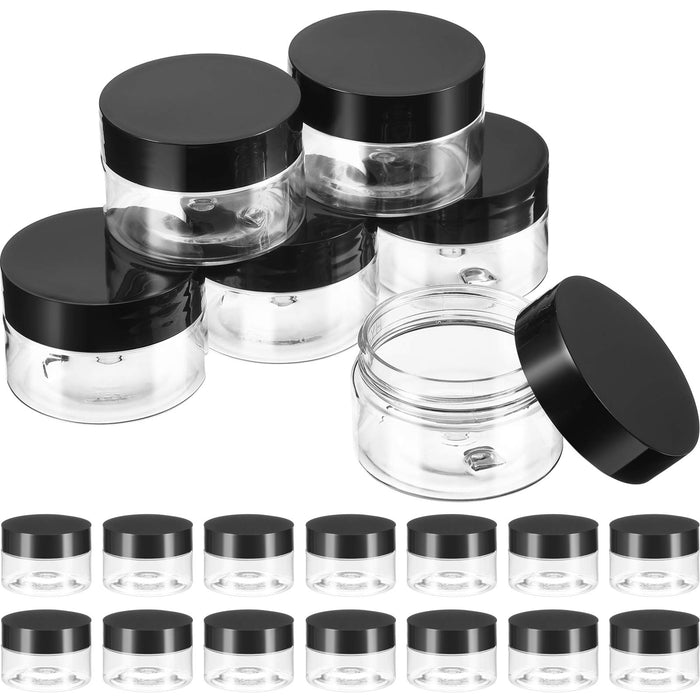 24 Pieces Clear Plastic Round Storage Jars Wide-Mouth Plastic Containers  Jars with Lids for Storage Liquid and Solid Products (Transparent Lid, 2 oz)