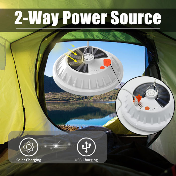 DIBMS LED Solar Camping Lantern LED Collapsible Portable Solar DC  Rechargeable Lantern Flashlight Waterproof Survival Lights for Cam