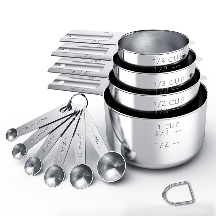 New DI ORO 8-Piece 18/8 Stainless Steel Measuring Cup and Spoon Set - Easy -to-Read Measurements - For Dry and Liquid Ingredients - Great Kitchen  Tools for Cooking and Baking - Dishwasher Safe 