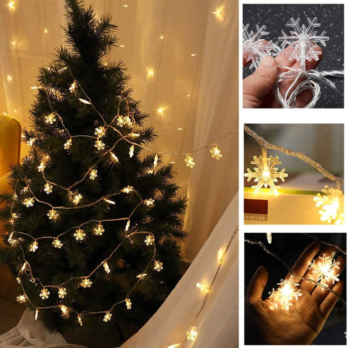 BSDLIET Battery Operated Christmas Lights 20ft 40 LED Snowflake String —  CHIMIYA