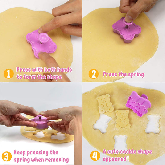 Mini Valentine's Day Heart Cookie Cutters Set, 3D Valentines Biscuit Fondant Cutter - Heart Shaped, Bear, Rose, Lovebird