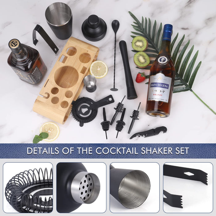 JNWINOG 12Pcs-Cocktail Shaker Set Stainless Steel Bartenders Kit 18.6oz Cocktail Bar Set Cocktail Mix Drink Making Kit