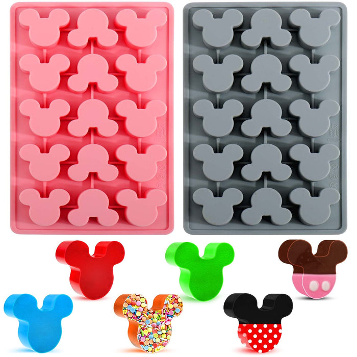 Mouse Gummy Candy Molds Silicone, 2 Pack 15 Cavity Non-Stick Mouse