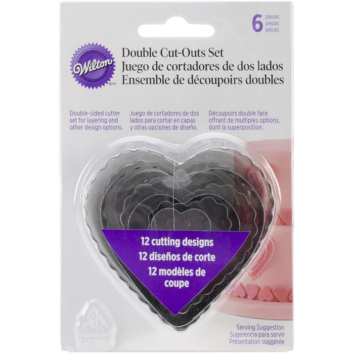 Wilton 6-Piece Nesting Fondant Double Sided Cut Out Cutters, Hearts,Silver