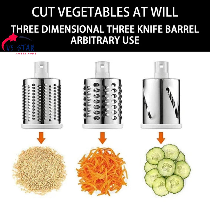  Manual Rotary Cheese Grater Grinder- 5 Interchangeable Blades  Round Mandoline Vegetable Slicer Drum Shredder Nut Chopper with Strong  Suction Base: Home & Kitchen