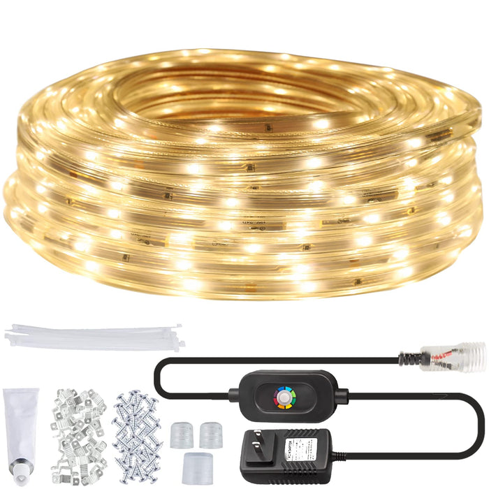 SURNIE LED Rope Lights Outdoor Waterproof - 50ft 3000K Soft White