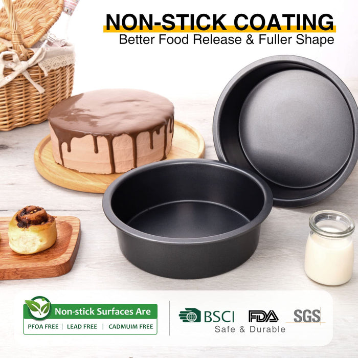 HONGBAKE Round Cake Pan Set for Baking, 8 Inch, Nonstick Circle Cake Pans  with Wider Grips, 2 Pieces Layer Cake Tin, Cheesecake Mold, Huty Duty