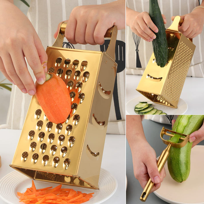 4 Pcs Vegetable Slicer 3 in 1 Handheld Spiral Rotary Drum Slicer for  Vegetable Fruit Cheese Nut