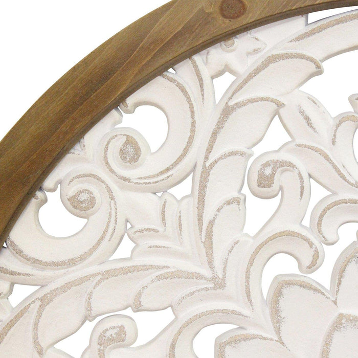 Stratton Home Dcor Stratton Home Decor Carved Door Topper Wall Dcor, White, Natural Wood