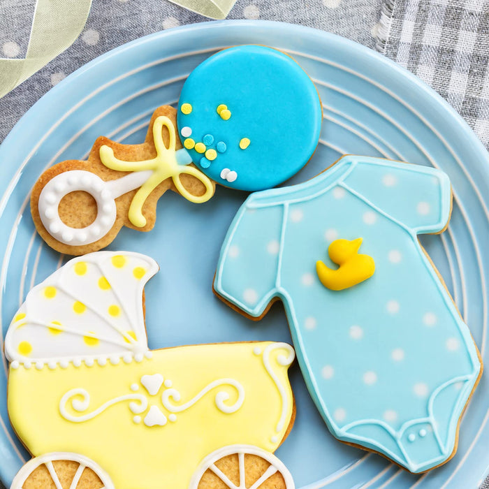 30 Pieces Baby Shower Cake Stencil Templates Decoration Reusable Baby Shower Cake Cookies Painting Tools Baby Theme Painting Templates Cute DIY Painting Stencils Cake Stencils for Baby Shower Party