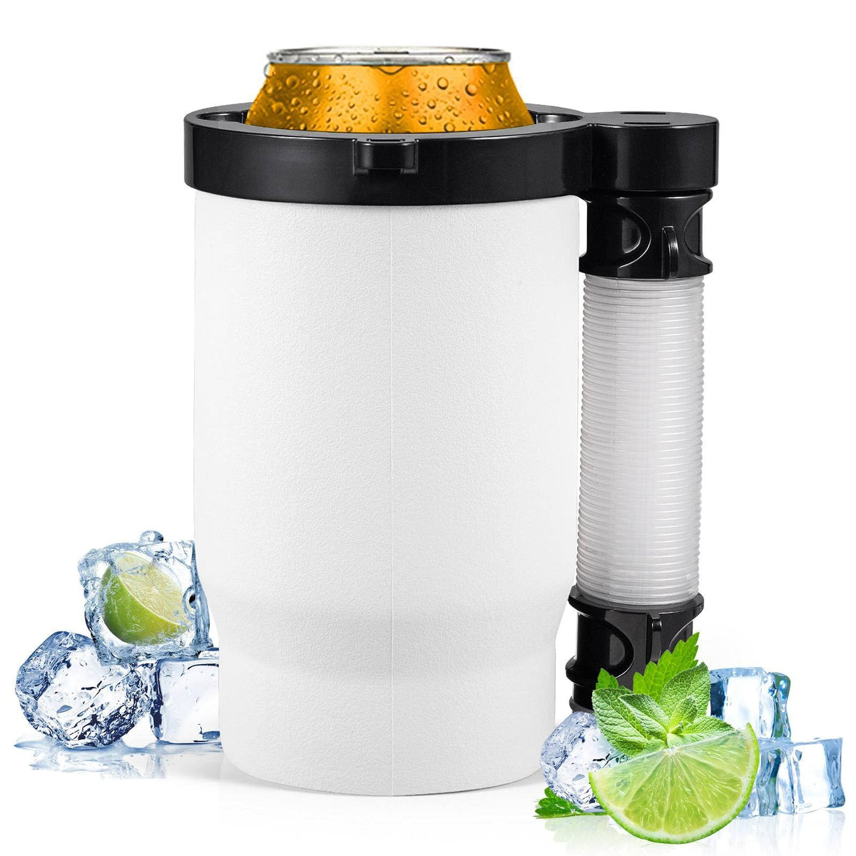 The Kong 2.0. A Portable Can or Bottle Cooler/Cup with A Detachable,  Expandable, Hose to Funnel Your Drink. (Black)