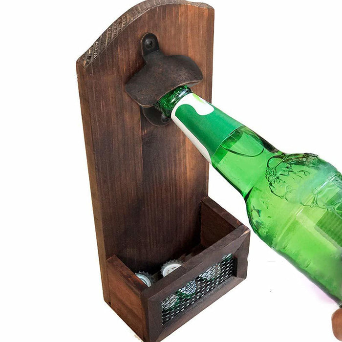 4 Pcs Wall Mounted Bottle Opener with 8 Pcs Mounting Screws Vintage Cast Iron Beer Bottle Opener for Home Bar Kitchen Garage