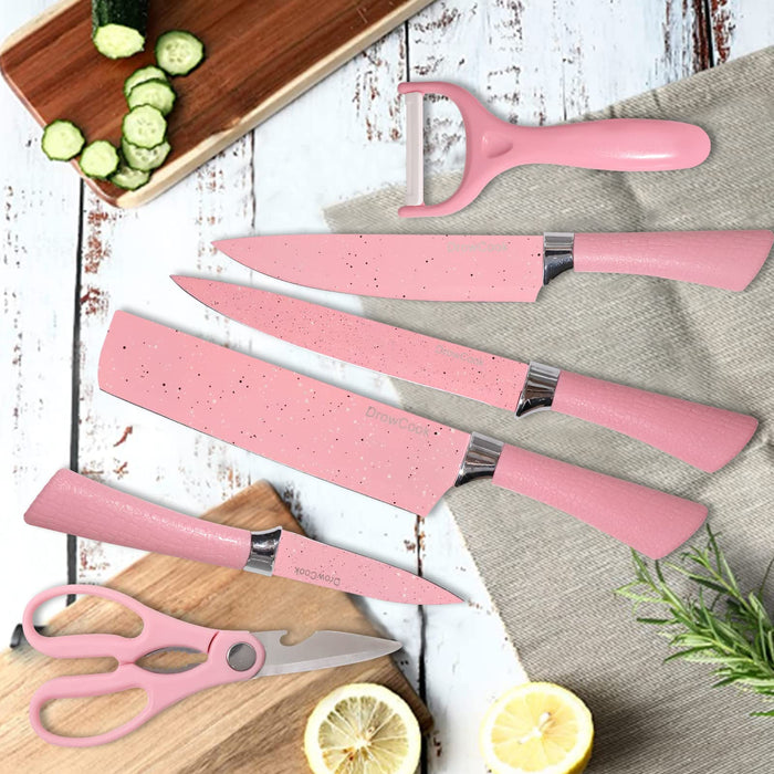 Stainless Steel Kitchen Knives Set 6PCS Cooking Tools Forged Knives  Scissors Peeler Chef Slicer Paring Knife Sharp Cleaver Knife