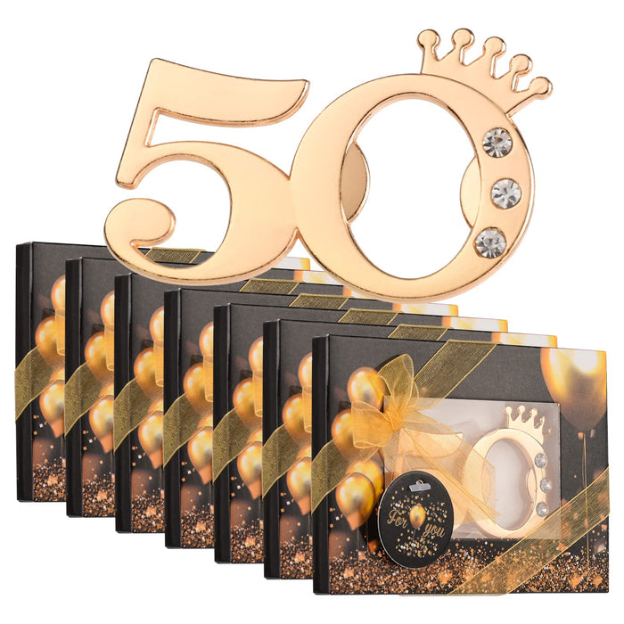50Pieces 50 Bottle Openers for 50th Birthday Party Favors 50th Anniversary Party s or Souvenirs for Guests , Gold and Black Theme