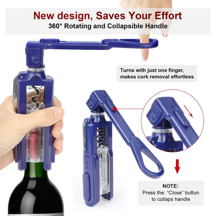 Catgod Wine Opener, Save Effort Lever Corkscrew Wine Opener, 3-in One Multifunctional Wine Opener with Foil Cutter, Pocket Model