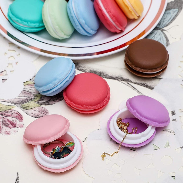 16 Pack Macaron Pill Box Organizer, Storage Containers for Jewelry, Cute Travel Cases, 8 Colors (1.7 In)