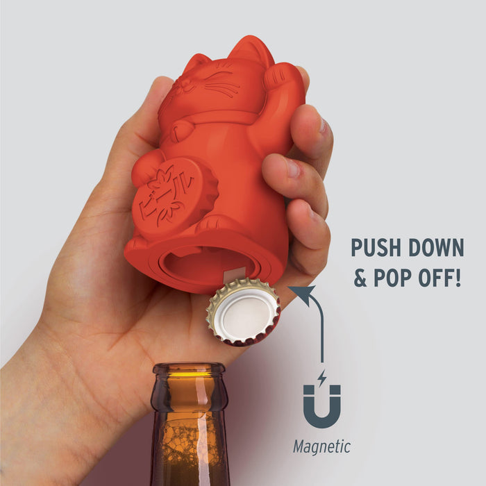 Beer Bottle Opener Magnetic Bottle Opener With Cap Catcher - Automatic  Bottle Cap Opener - Pop Top Push Down Beer Opener - No Bend or Damage To  Caps - Opens Bottles Instantly 