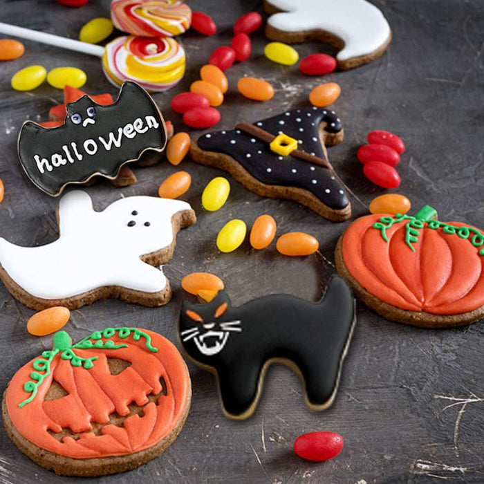 HOWAF 16pcs Halloween Cookie Cutters Set for Kids Adult DIY Biscuit Gingersnap Sugarcoat Pastry, BOO Pumpkin Bat Ghost Skull