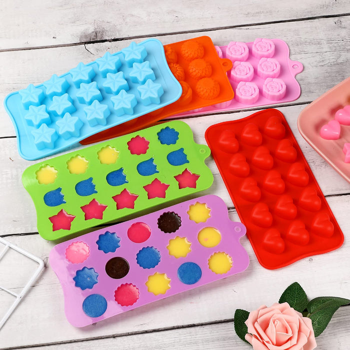 homEdge Food Grade Silicone Flowers Molds, Baking Pan with Flowers and  Heart Shape Non-Stick 3-Pack Silicone Molds for Chocolate, Candy, Jelly,  Ice