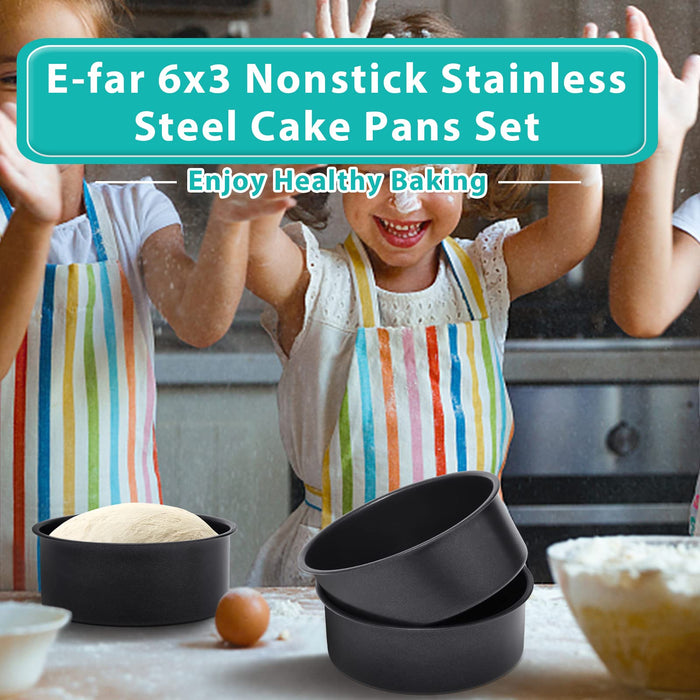 E-far 8 Inch Cake Pan Set of 2, Nonstick Round Cake Pans Tins with