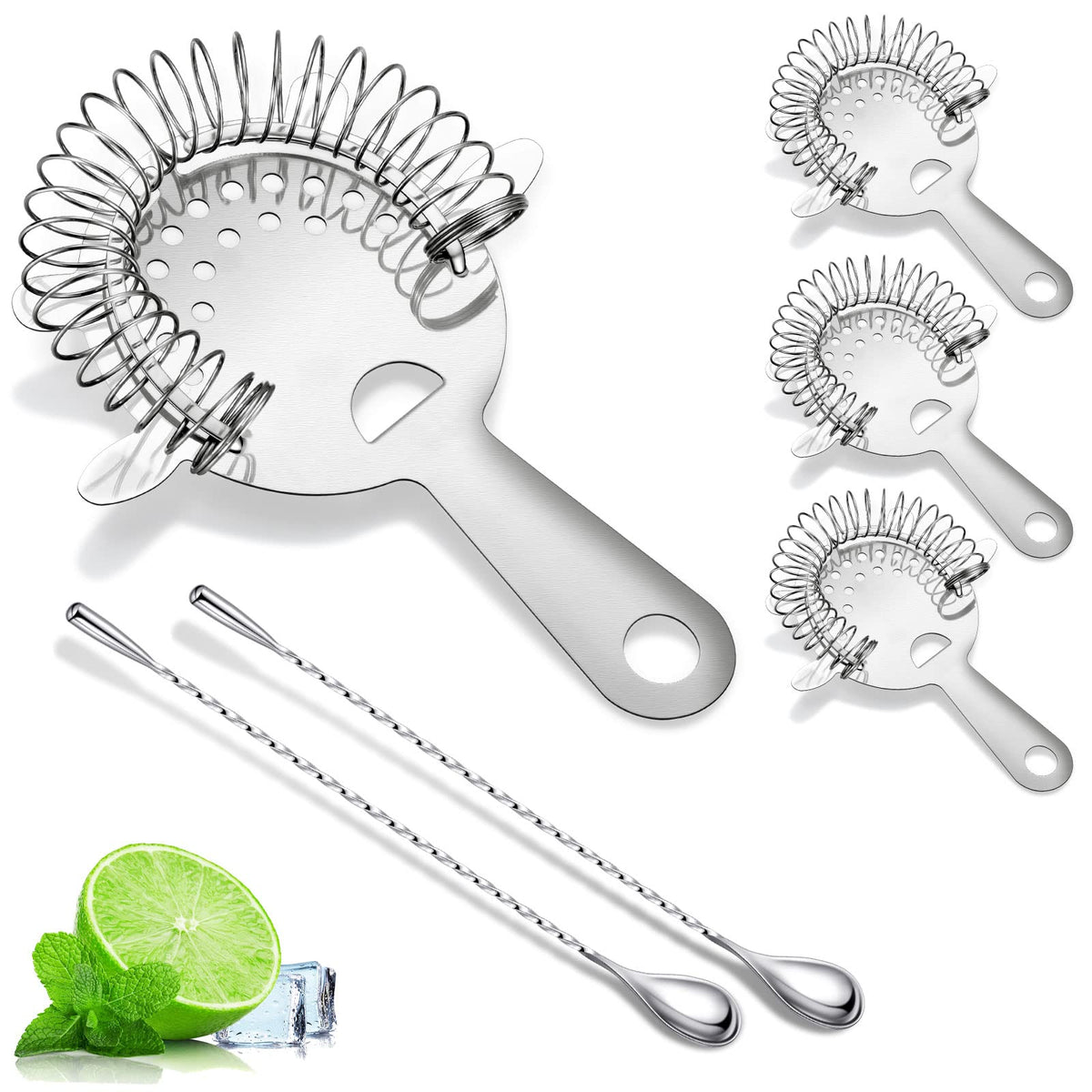 6 Packs Stainless Steel 4 Prong Bar Strainer Cocktail Strainer and 11. —  CHIMIYA