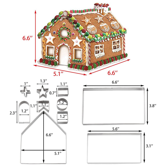 Gingerbread House Cookie Cutter Set - 3D House Cookie Cutters, Gingerbread House Kit for Holiday, Winter, Christmas