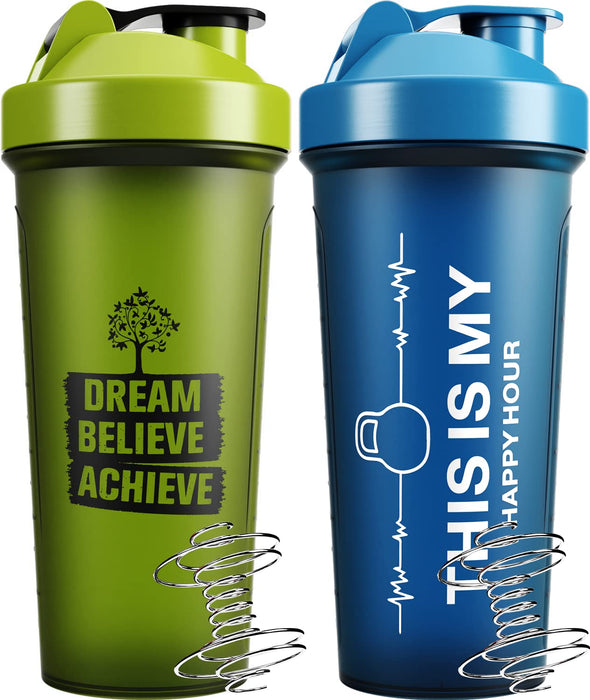 JEELA SPORTS [2 PACK Protein Shaker Bottles for Protein Mixes - 24