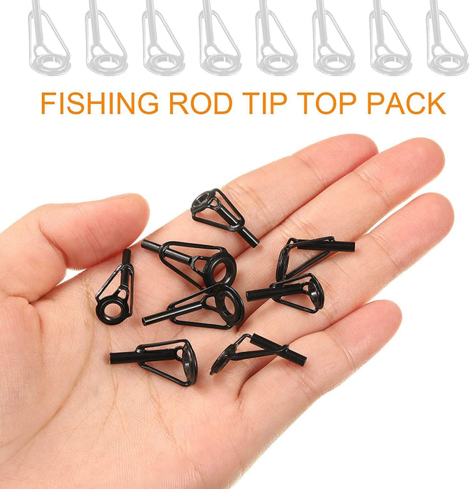 2.8mm Fishing Rod Tip Repair Kit, 8pcs Stainless Steel Pole Ring Guide,  Black
