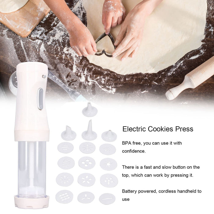 Cookie Press Gun Kit, Electric Cookies Maker Tool with 9 Discs and 1 Icing Tip for Diy Biscuit Maker Decoration