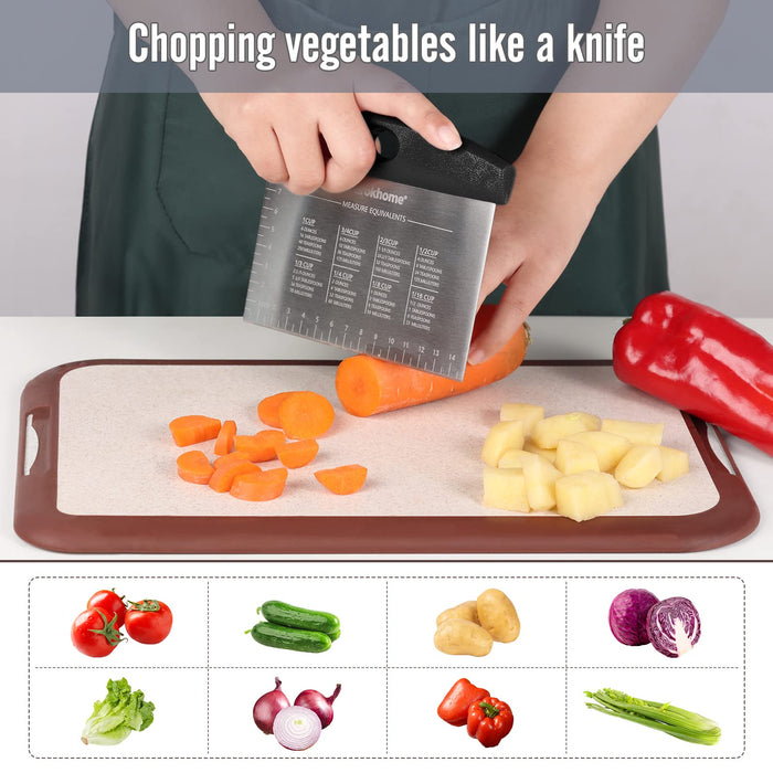 Ourokhome Rotary Cheese Grater Shredder and Kitchen Dough Bench Scraper Knife, with Vegetable Peeler and Cleaning Brush