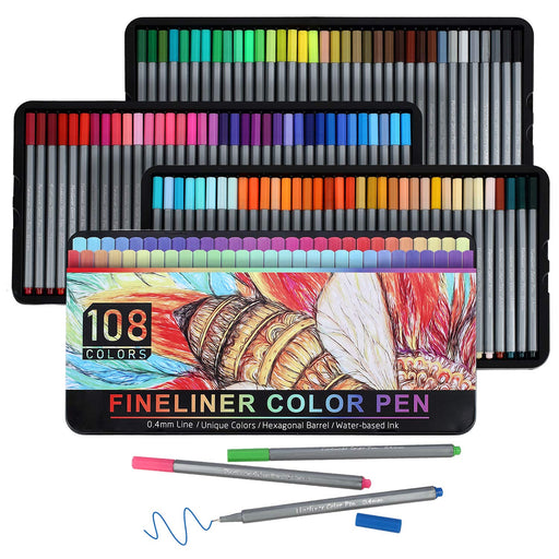 Primrosia 100 Dual Tip Marker Pens, Fineliner and Watercolor Brush Pens for  Art Sketching Illustration Calligraphy or Journals Drawing Coloring