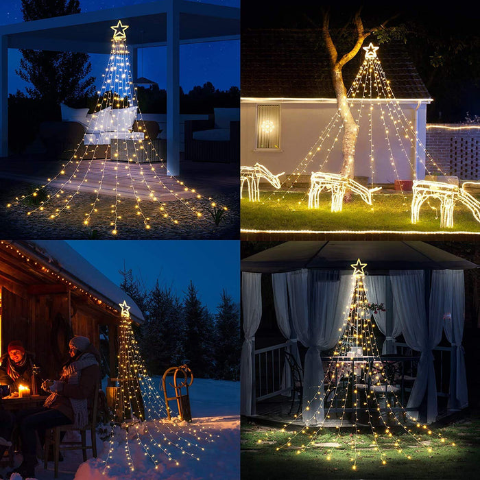 Brightown LED Christmas Cone Tree Light with Star Topper, 6ft 265 LED  Outdoor Lightshow Christmas Tree with 8 Modes Remote, Dimmable Artificial Christmas  Tree for Porch Yard Patio Indoor Decorations 