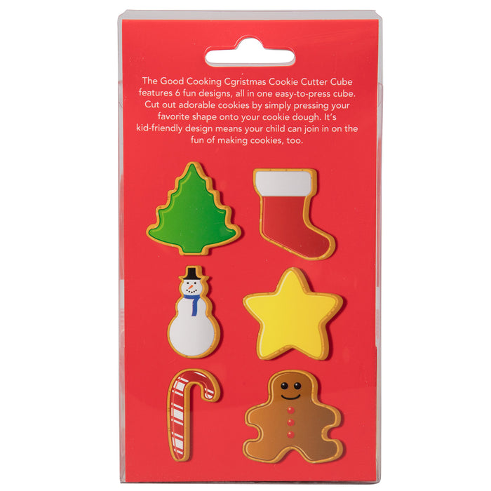 Christmas Cookie Cutter Cube- Holiday Cookie Press Set w 6 Unique Winter Shapes- All in One 6-Sided Design Means Clutter
