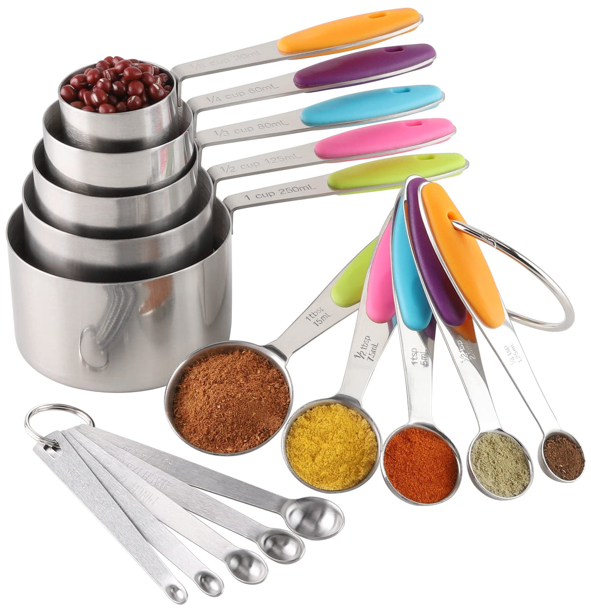Measuring Spoons Set Of 5, Tiny Stainless Steel Measuring Spoons With  Silicone Handle, Small Measuring Spoon 1/64, 1/32, 1/16, 1/8, 1/4 Tsp,  Teaspoon