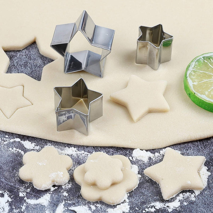 Mini shaped biscuit cutters Sets 24pcs Metal Dough Cutters Flower Star Heart Round Geometric Shapes Cutters for Kids