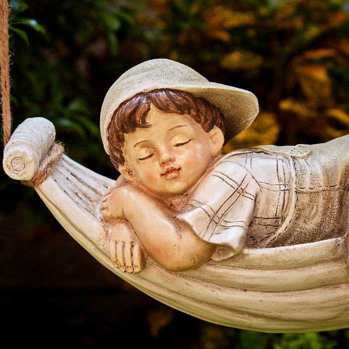 Outdoor Hanging Garden Statue, Sleeping Boy Statue Outdoor Hanging