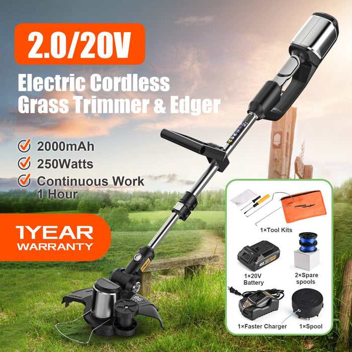 MZK String Trimmer, 20V Cordless Electric 12 Inch Weed Eater