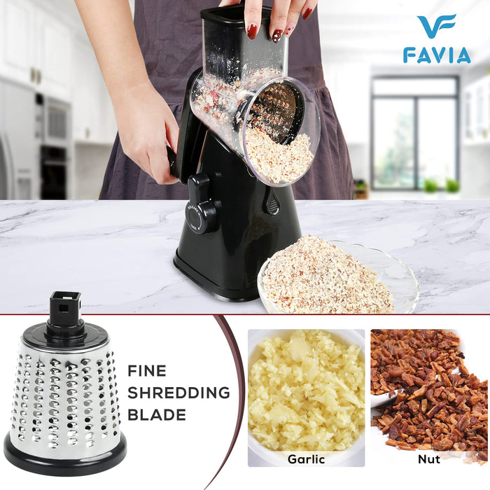 Rotary Cheese Grater Handheld, Vegetable Mandoline Slicer Easy Cleaning, Kitchen Cheese Grater Shredder with 3 Drum Blades