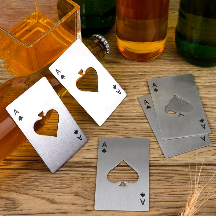 NEBURORA 4 Pack Bottle Opener Ace of Spades Card Bottle Cap Openers Stainless Steel Credit Card Size for Your Wallet and Shirt